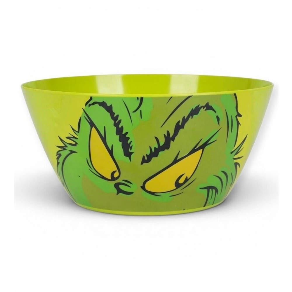 Bioworld Grinch Face Lime Green Melamine Large Holiday Serving Bowl‎